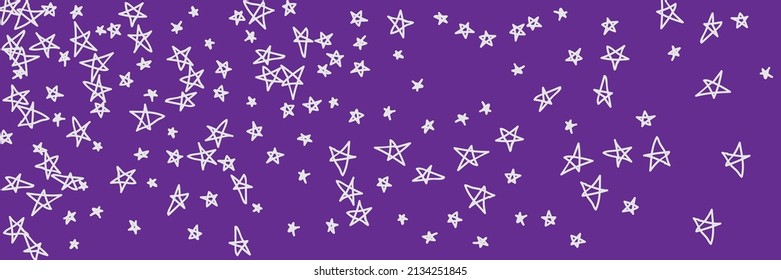 Bright Naive Stars Light Pastel Purple Calm Art Stars Wallpaper. Lavender White Kids Grey Vibrant Dark White Handdrawn Picture. Night Vivid Childish Chaotic Sky Violet Simple Handdrawn Stars.