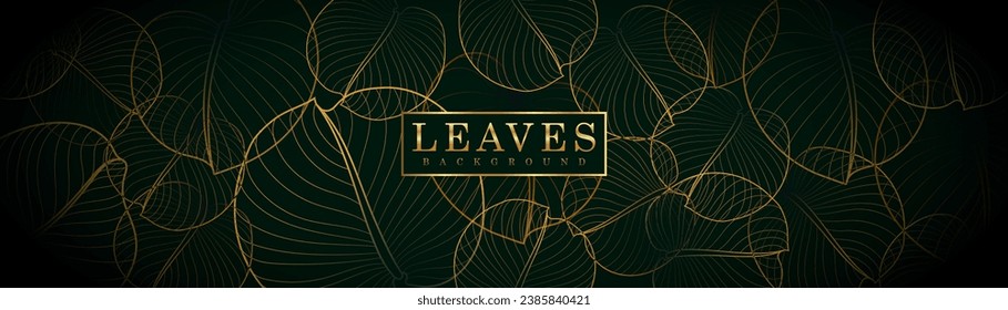 Bright natural background with golden plant leaves. Vector exotic pattern with shiny palm leaves.