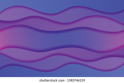 Bright natural blue and purple gradient background with abstract wavy 3d paper cut elements. Magic vibrant deep violet wallpaper with empty space in centre for cover design, header, banner