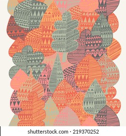 Bright natural concept background in vector. Stylish seamless pattern made of flowers with aztec ornament