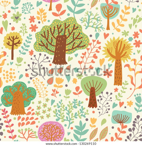 Bright Nature Seamless Pattern Cartoon Style Stock Vector (Royalty Free ...