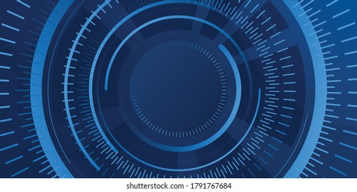 Bright navy blue circle dynamic abstract vector background with diagonal lines. Cover of business presentation banner for sale event night party