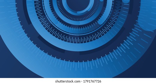 Bright navy blue circle dynamic abstract vector background with diagonal lines. Cover of business presentation banner for sale event night party