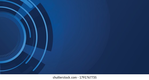 Bright navy blue circle dynamic abstract vector background with diagonal lines. Cover of business presentation banner for sale event night party
