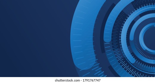 Bright navy blue circle dynamic abstract vector background with diagonal lines. Cover of business presentation banner for sale event night party