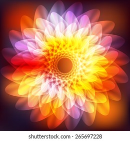Bright neon background with abstract flower