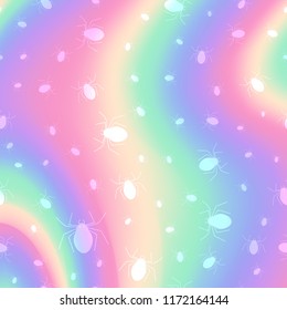 Bright neon background with spiders for decoration for celebration of Halloween