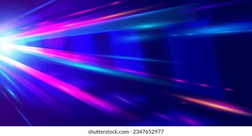 Bright Neon Beams And Abstract Speedway Pattern