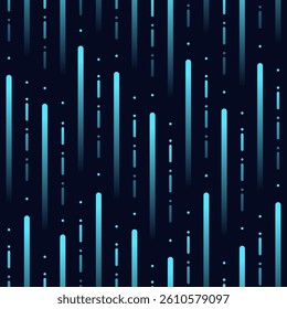 Bright neon blue abstract lines on dark background seamless pattern.
