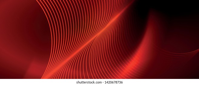 Brillantes círculos de neón y líneas onduladas, brillante plantilla de diseño de fondo, concepto digital tecno. Luminoso camino giratorio, efecto de velocidad de obturación lento.