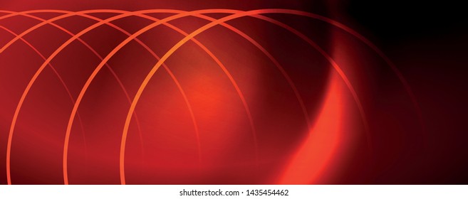 Bright neon circles and wave lines, glowing shiny background design template, digital techno concept. Luminous swirl trail, slow shutter speed effect.