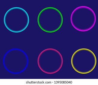 bright neon color circles balls on white background Glowing futuristic lines in a dark space with a modern concept. Generics presentations. Vector layout EPS10. Advertising design of brochures,