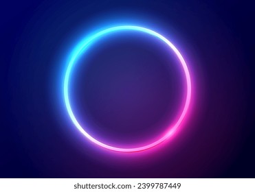 Bright Neon Colored Ring On Dark Background