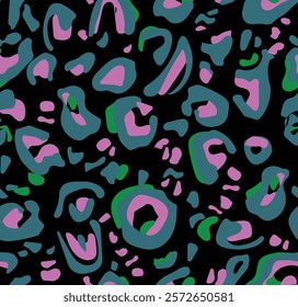 Bright neon colorful seamless leopard print background. Wild exotic animal print design. wallpaper.