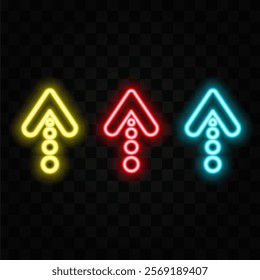 Bright neon colors illuminated arrow.