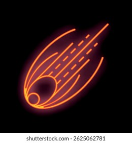 Cometa neon brilhante está voando pelo espaço deixando uma trilha