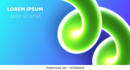 Bright neon curve. Vector abstract background