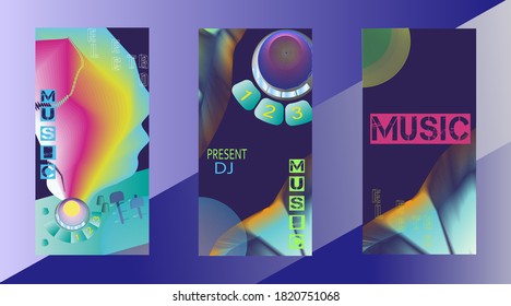 Bright neon flyers, music party flyer. Vector illustration 