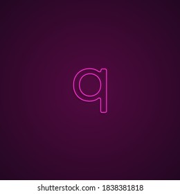 Bright Neon Font with fluorescent pink tubes. Small letter q. Night Show Alphabet.
