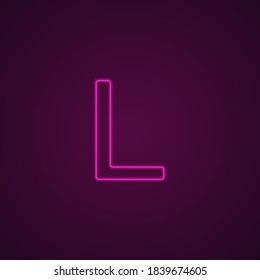 Bright Neon Font with fluorescent pink tubes. Large capital letter L. Night Show Alphabet.