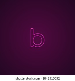 Bright Neon Font with fluorescent pink tubes. Small letter b. Night Show Alphabet.
