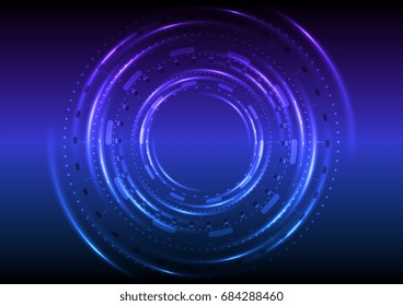 Bright neon glowing HUD technology abstract background. Vector design