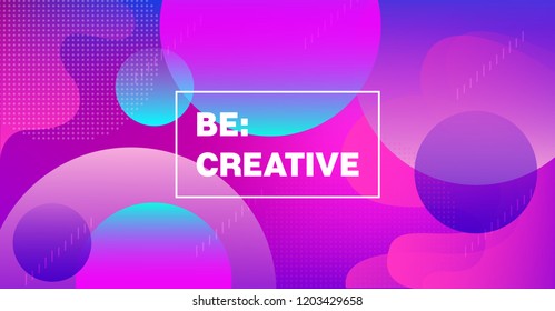 Bright Neon Gradient Overlay Futuristic Vector Pattern. Geometric Iridescent Landing Page Web Template. Retro Circles Tech Fluid Color Glitch Cover. Festival Poster, Business Background, Banner