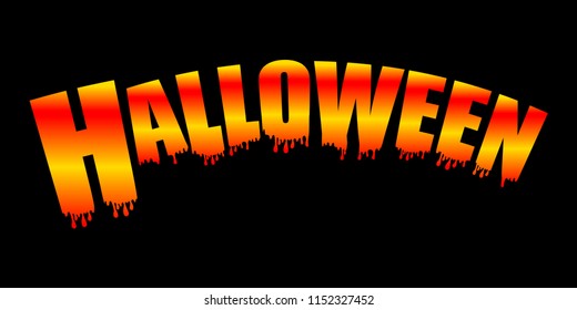 Bright neon  Halloween text banner isolated on black background. Vector illustration.