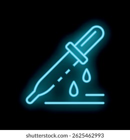 Bright neon icon of a dropper dropping liquid, perfect for a modern and vibrant design