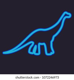 Bright neon image of big blue brontosaurus