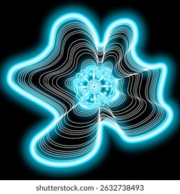 Imagem de néon brilhante. Padrão de gradiente de néon em um plano de fundo preto. Elemento de decoração. Para o design. Aplicação universal. Ilustração vetorial
