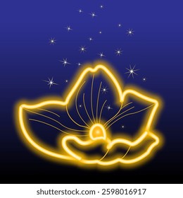 Bright neon image of  lotus. Neon gradient pattern on a black background. Element of decor. To design. Universal application. Vector illustration