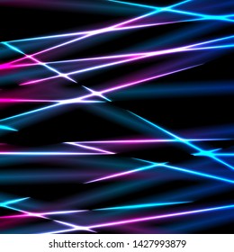 Bright neon laser rays stripes abstract background. Vector design