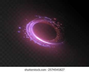 Bright neon light around teleportation podium. Bright colorful glowing portal. Magic gate for fantasy game. Glow effect for game interface. Vector 10 EPS