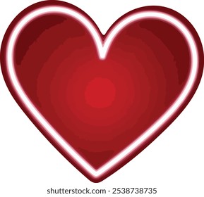Bright neon light. Red neon heart vector illustration on Glowing heart.