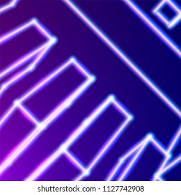 Bright neon lines abstract background with retro computer technology 80s style for party posters