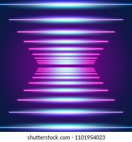 Bright neon lines background with 80s style laser rays