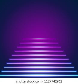 Bright neon lines background with 80s style laser rays