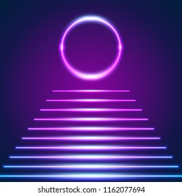 Bright neon lines background with 80s style laser rays