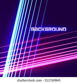 Fondo luminoso de líneas de neón con estilo de los años 80 y letras cromadas