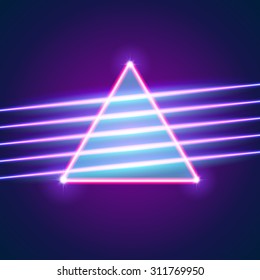 Bright neon lines background with 80s style and triangle