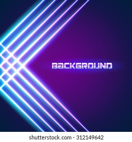 Helle Neonlinien, Hintergrund im Stil der 80er und verchromte Buchstaben