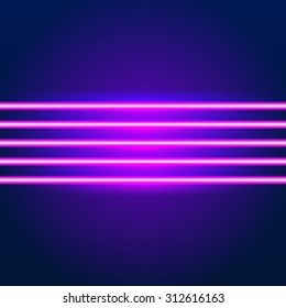 Bright neon lines background with 80s style and chrome letters.