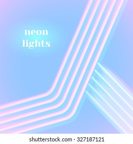 Bright neon lines background with 80s style and shiny letters