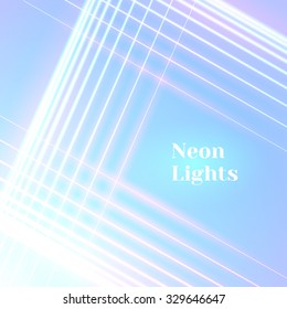 Bright neon lines background with 80s style and shiny letters