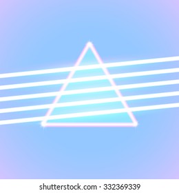 Bright neon lines background with 80s style and triangle
