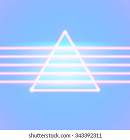 Bright neon lines background with 80s style and triangle