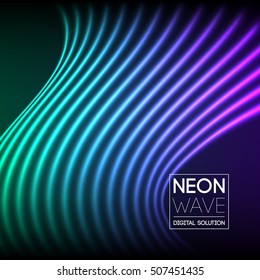 Bright neon lines background with 80s style
