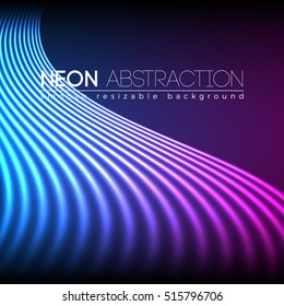Bright neon lines background with 80s style