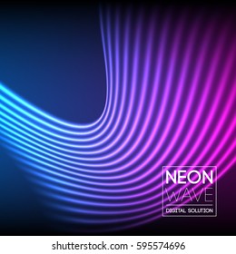 Bright neon lines background with 80s style